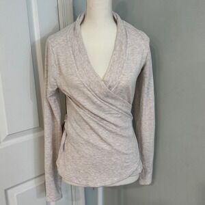 Athleta Poise Dance Wrap Cardigan Light Beige Heathered Size Small Athletic